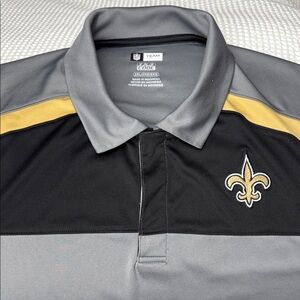 NFL - New Orleans Saints - Men's Gray & Black Polo Shirt w/Gold Accent - XXL